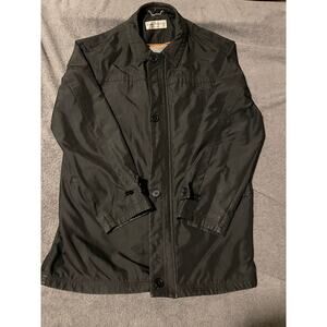 Terra Nostra Jacket Mens M Black Lightweight Lined Button Front Coat Trench